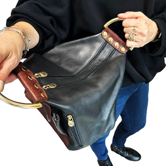 Valentina Italian Leather Top Handle Bag – Black & Brown – MADE IN ITALY. - Picture 11 of 11